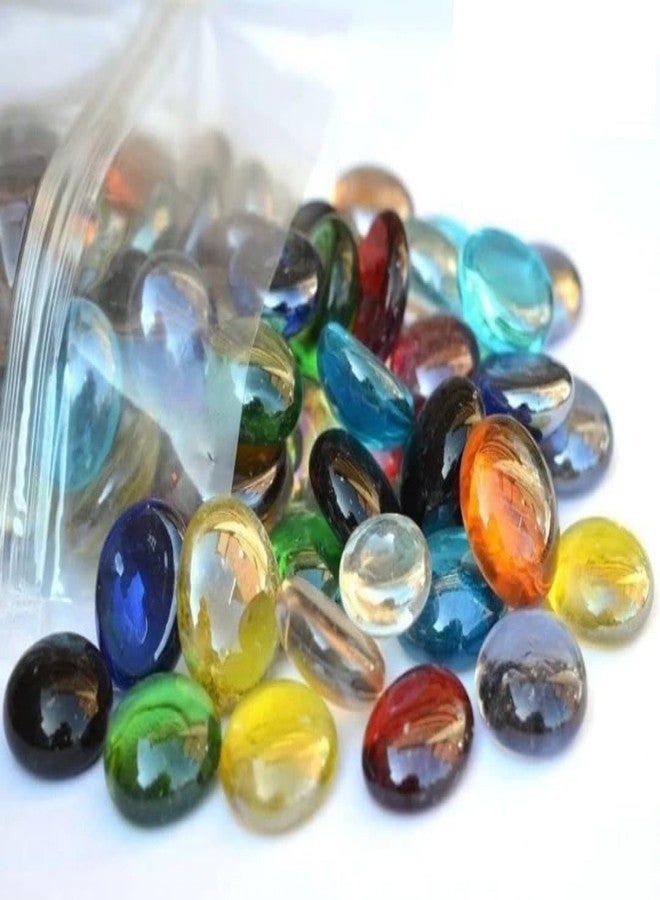 DS1 Glass Pebbles Decorative Glass Stones for Aquariums, Fish Tank, Fireplace, Vase Filler, Plants Pot, Garden, Lawn, Table Decor for Indoor and Outdoor Home Décor (Clear Chapta Mix, 500 Gm) - Image 1
